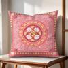 Pink Retro Flowers Cushion Cover Natural Linen Organic Fabric DoubleSided Printing Couch Pillow Covers Home Decor