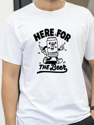 Funny Here for The Beer Printed Tshirts Graphic Tshirts Highquality Mens and Womens Shortsleeved Tshirts Mens