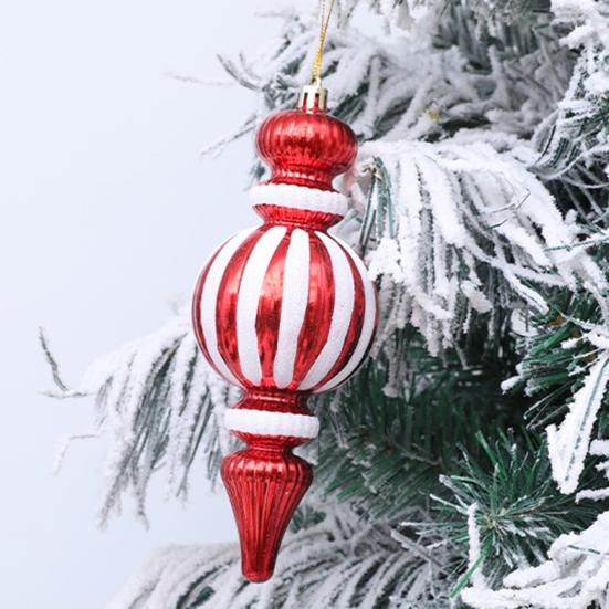 2 Pcs 7 Inch Finial Drop Christmas Tree Ornaments Red White Gourd Shape Hanging Ornaments Shatterproof Plastic Finial Pendant for Holiday Party Decor