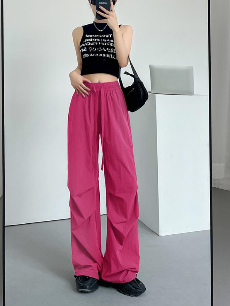 Summer Sports Pants Women's Summer Thin Casual Cargo Pants Wide Leg High Waist Quick Drying Pants Women's Fashion Pants