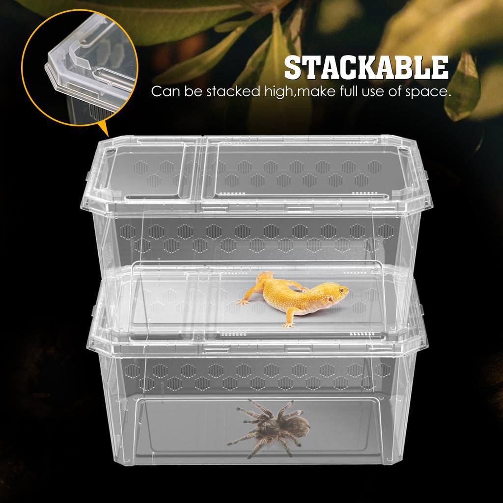 Großer Transparenter Reptilienkäfig mit Belüftung, Tragbare Kunststoff-Terrariumbox für Echse Schlange Gecko Transport