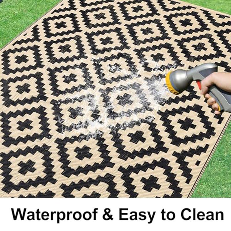 Olanly New Reversible Plastic Rugs For Camping Outdoor RV Mat Carpet For Rooftop Non-slip Waterproof Indoor Mats For Living Room
