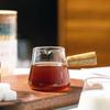 Mini Coffee Glass Milk Jug with Wooden Handle