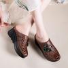 Fashion GKTINOO Flowers Hollow Women Shoes Mom Slippers Summer Peep Toe Wedges Sandals Genuine Leather Lady Slides Platform Shoes Woman