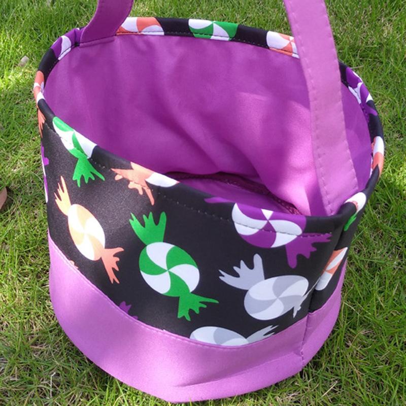 Halloween Portable Canvas Candy Bag Halloween Decoration Basket Kids Tote Bag Pumpkin Basket Halloween Decoration