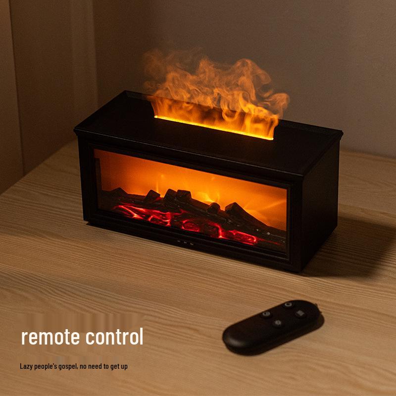 3D Retro Fireplace Aroma Humidifier with Remote Control – Desktop Flame Diffuser