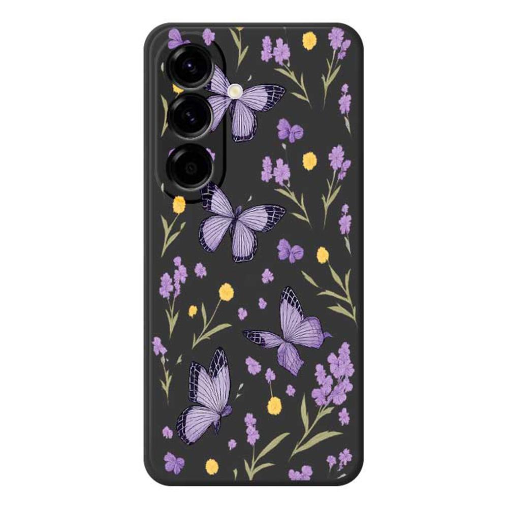 For Samsung Galaxy A56 5G Case Purple Butterflies Pattern Printing Straight Edge TPU Phone Back Cover