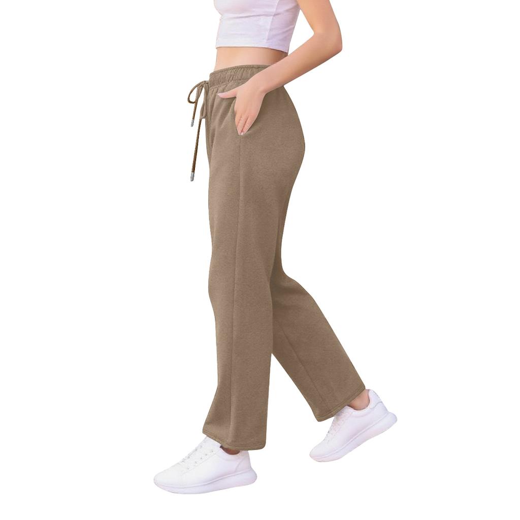 Women's Wide Leg Track Pants Fleece Lined Loose Straight Casual Pants  Sports Jogger Pants With Pockets