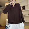 2026 Autumn New Simple Solid Color Knit Patchwork Sweater with Loose Lapel Pullover