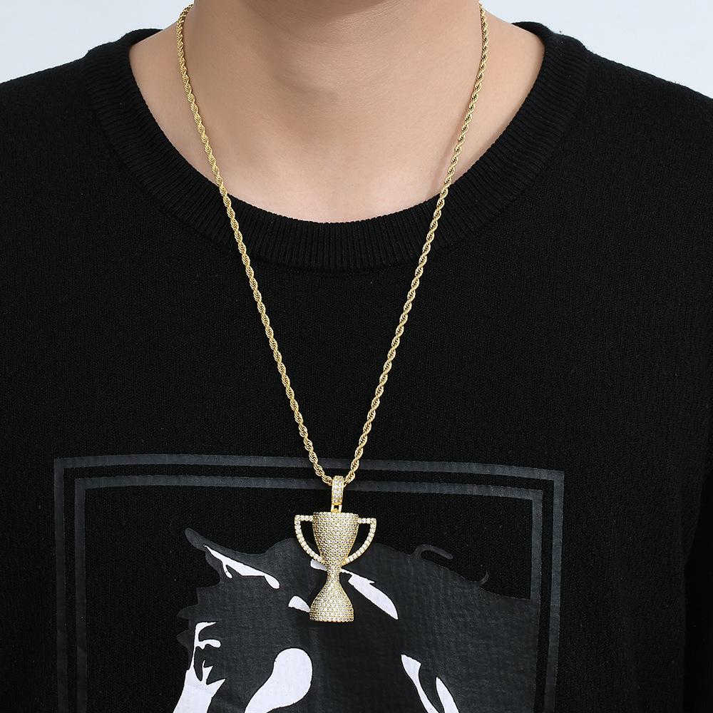 European & American Hip Hop Victory Trophy Pendant with Copper & Zircon