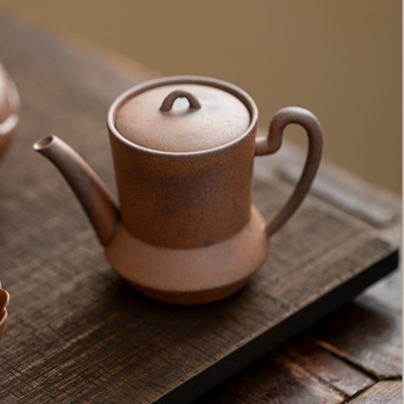 Old Rock Mud Rough Pottery  Shape Tea Pot Retro Teapot Tea Kettle Tea Ceremony Tea Making Single Pot Tea Ceremony