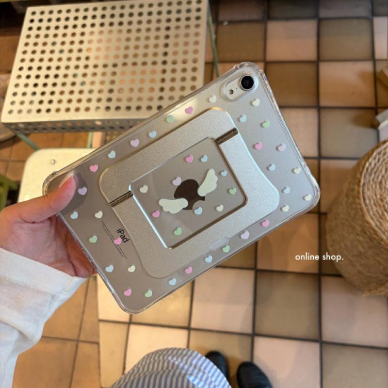 Ins Style Heart Wing Tablet Case With Kickstand IPad Mini 6/7 8.3 Air 4/5/6/7/8 10.9/11 Pro 11/12.9 2018-2025
