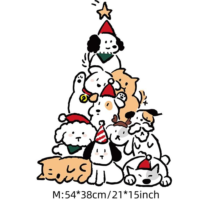 Christmas 2026 New Year Green Pine Needle Window Stickers Bow Party Decoration Festival Supplies Glass Electrostatic Stickers