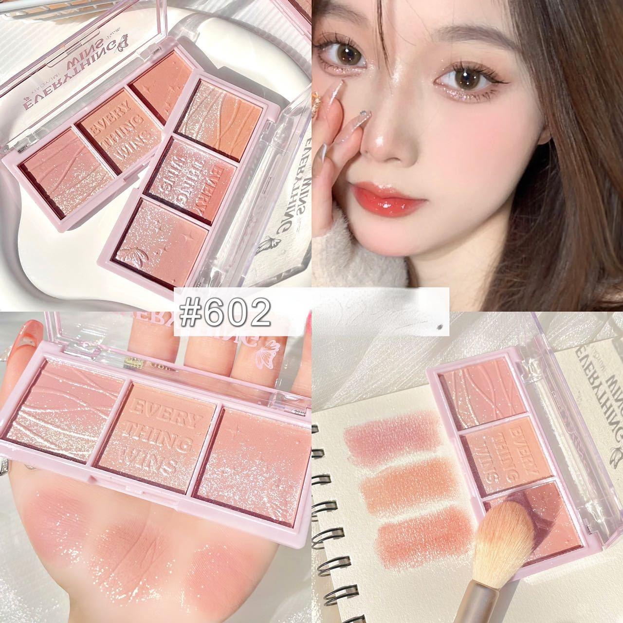 

Румяна трехцветные тени для век Натуральный перламутровый контур Косметика «три в одном» Инструмент для макияжа Beauty