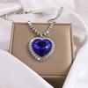 Luxury Blue Zircon Heart Pendant Necklace Women Romantic Exquisite Cz Diamond Necklaces For Women Wedding Jewelry Gifts