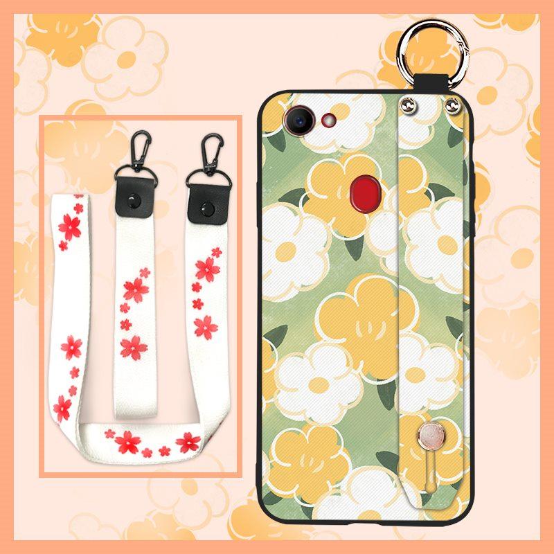 Silicone Phone Holder Phone Case For OPPO F7 Waterproof Oil Painting Fashion Design Durable Anti-dust Wrist Strap Flower