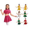 Dětské Dívčí Flitry Šaty pro jazz na latinskoamerický tanec 2ks Současné taneční oblečení Open Back Crop Top se sukní Set