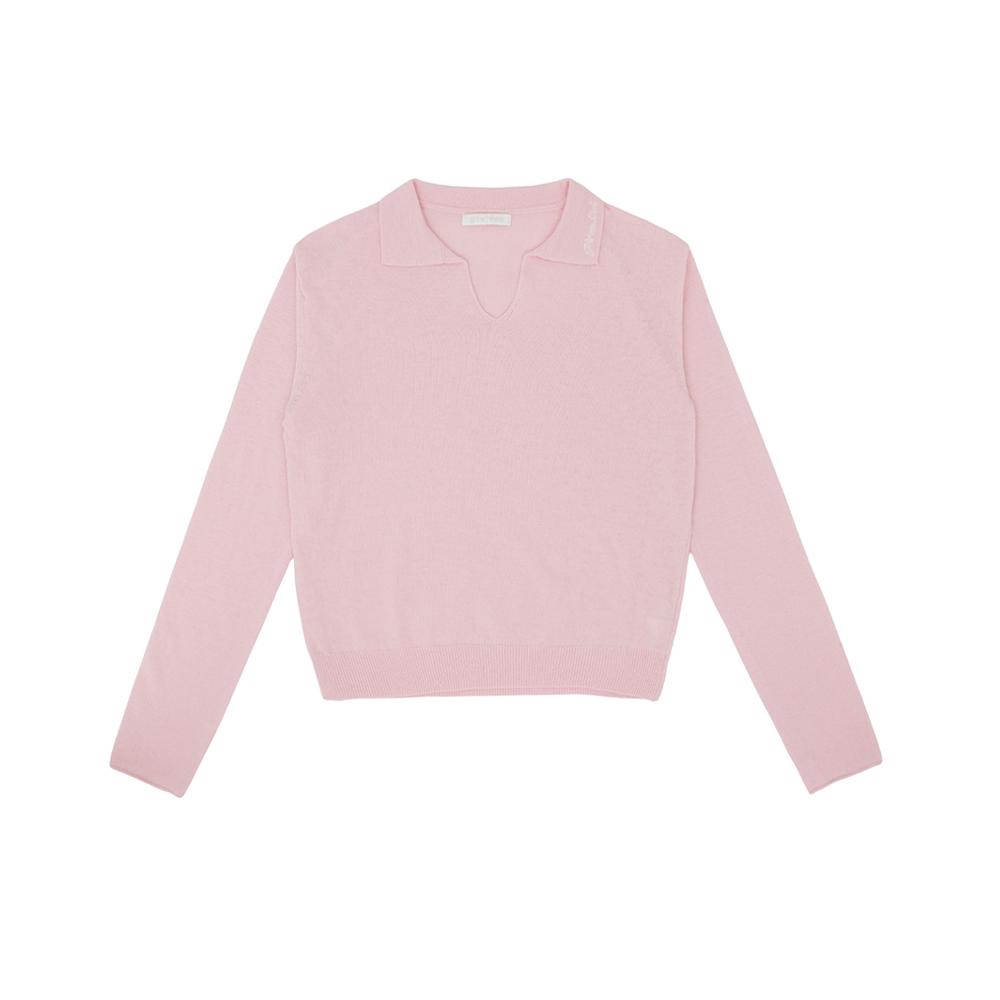 PIV’VEE Open Collar Knit Pullover (Bubble Pink)