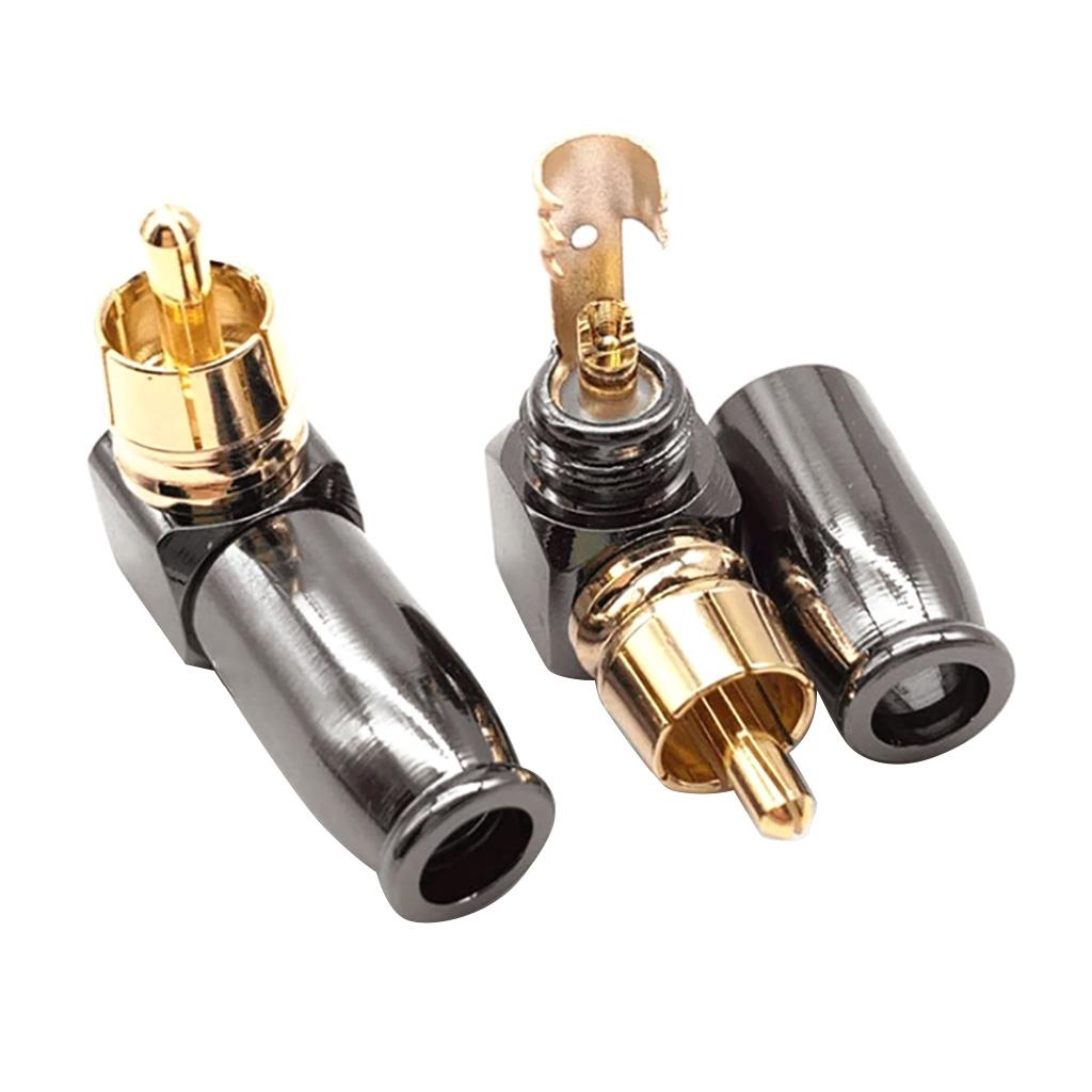 RCA Male Plug Right Angle Video/Audio Wire Connectors Gold Plated RCA Jack Plug Audio Speaker Connector