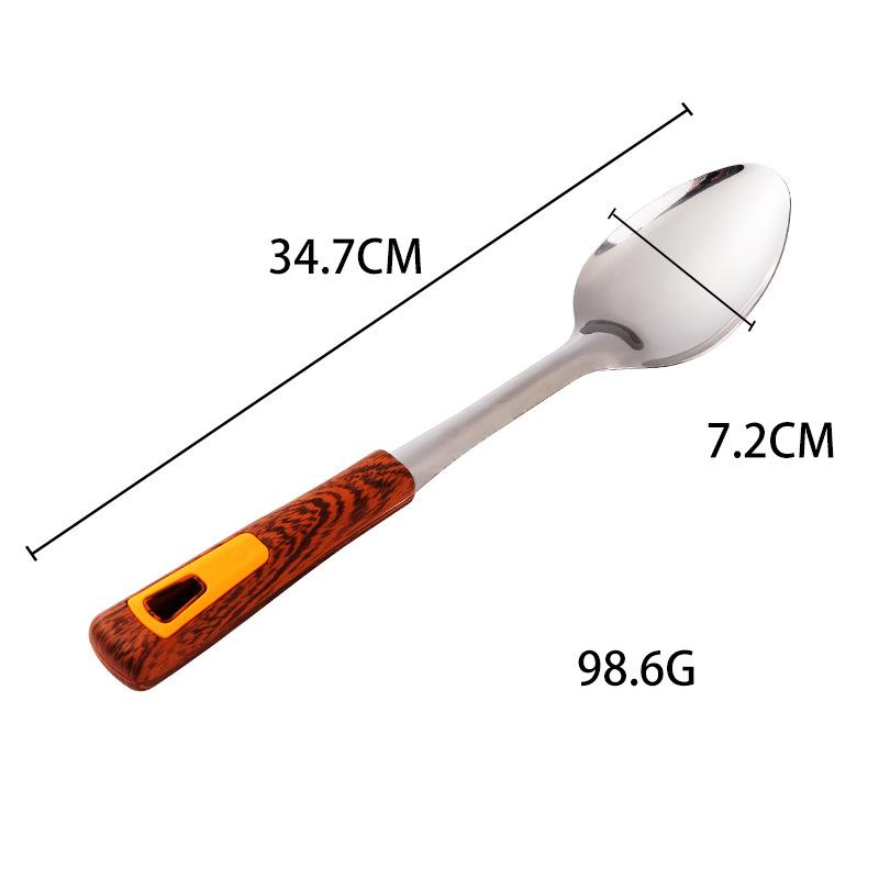 

Stainless Steel Cooking Utensils Set with Wooden-like Handle Daily Kitchen Tools for Home Use long rice spoon