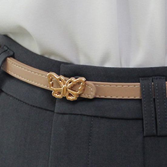 Metal Butterflies Buckle Belt Imitation Leather Women Belt Versatile Solid
