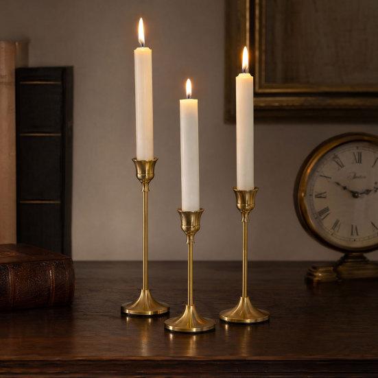 DYS Vintage Candle Holder, Metal Pillar Holder for Standard Pillars or Tealights, Romantic Tall Candlestick Dining Room Wedding Party Table