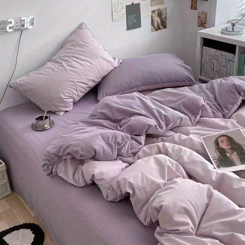 Aesthetic Powder Pink Spring/Summer Washable Cotton Bedding Set - Dorm-Friendly Duvet Cover and Sheets