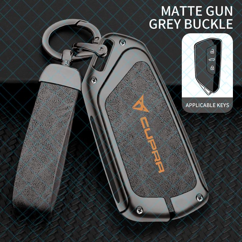 Zinc Alloy Leather Car Key Case Cover Holder Shell For SEAT Cupra Raval Born Leon PHEV Formentor Ateca Terramar FR valve core SI1