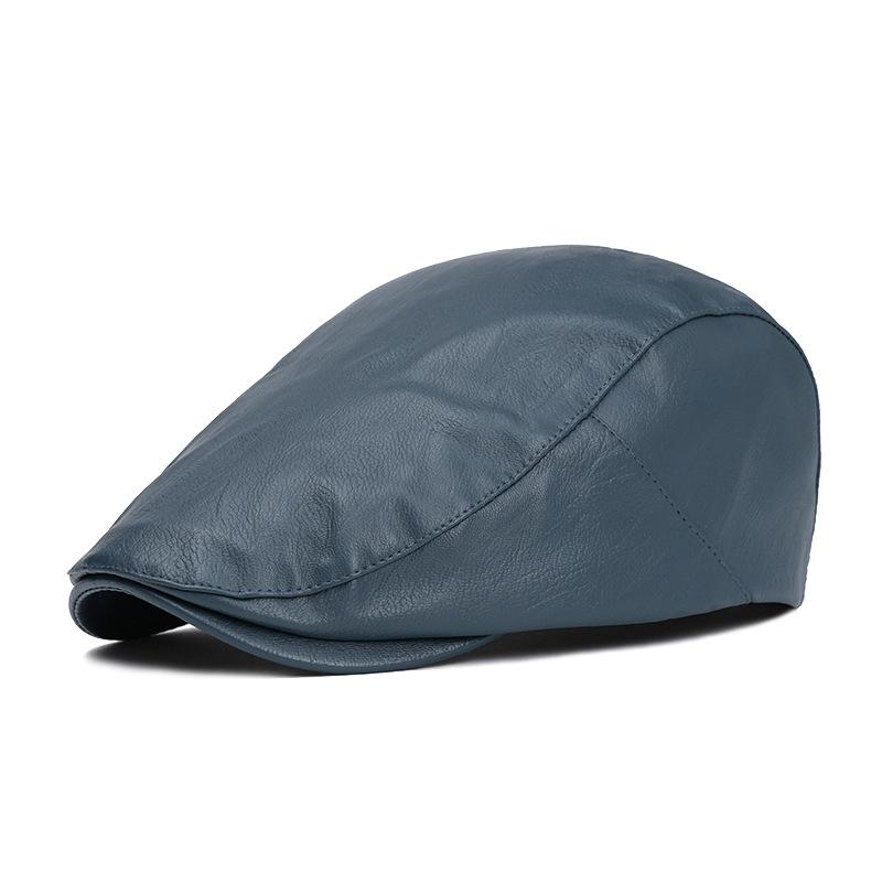 Leather Beret Men's Autumn Winter Warm British Peaked Cap Women's Forward Cap Painter Cap