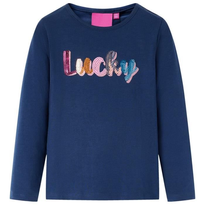 T-shirt enfants à manches longues mot pailleté 2 couleurs et 5 dimensions disponibles