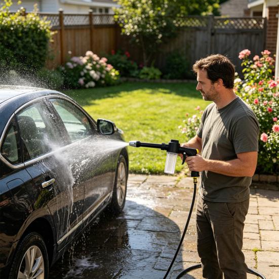 High Pressure Hose Nozzle Car Wash Hose Nozzle Foam Cannon Garden Hose Nozzle for Car Washing Outdoor Yard Cleaning