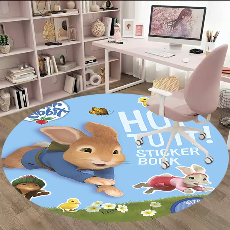 1pc Peter Rabbit2 Print Round Carpet Chair Round Carpet Suitable for Bedroom Living Room Home Decorative Carpet