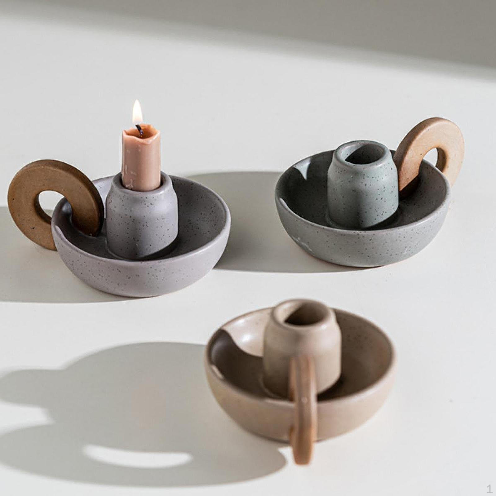 

Керамический подсвечник для конусных свечей, идеально подходит для обедов и торжеств pink grey