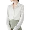Women's Retro Satin Loose-Fit Long Sleeve Shirt - Hidden Placket, Hong Kong Style, Light Luxury for Spring & Autumn