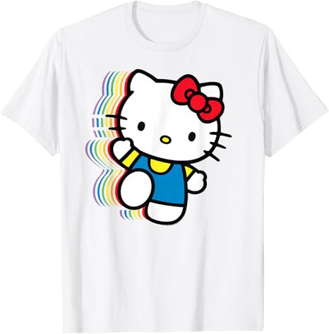 2026 Trendy Sanrio Hello Kitty Youth Tshirt Rainbow Graphic Tee 100 Cotton Casual Stylish Women Leisure Top S