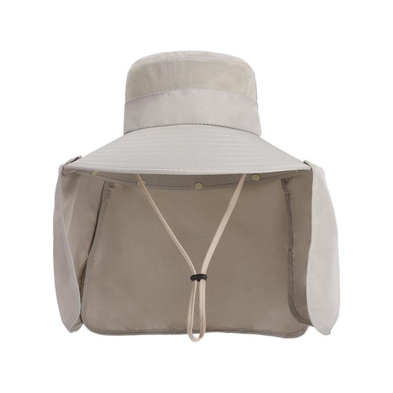 Summer Sunshade Hat Large Brim Uv Resistant Cap With Neck Cover For Men бежевый