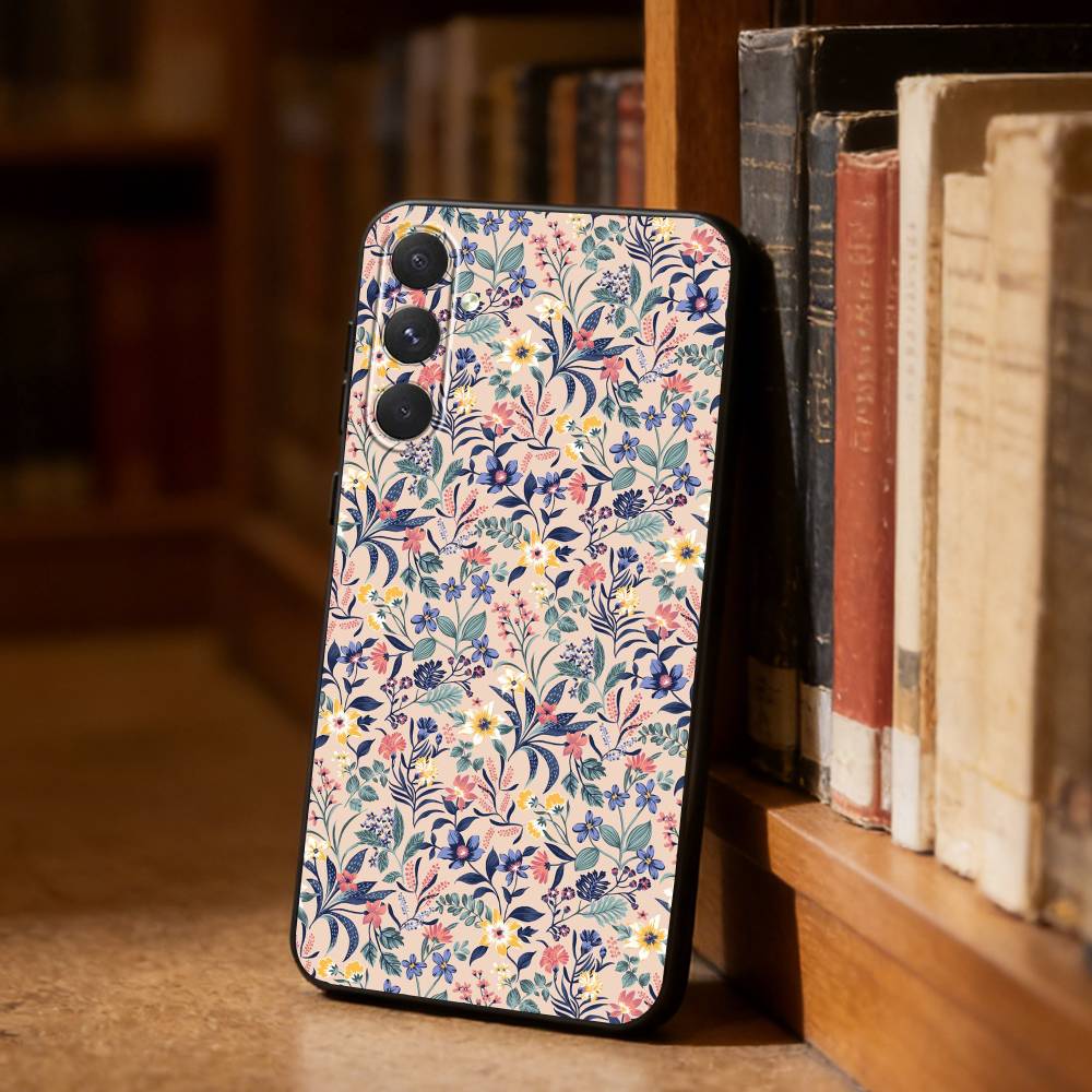 Flowers art Phone Case For Samsung S26,S25,S24,S23,S22,S21,Ultra,Plus,FE Black Soft Cover