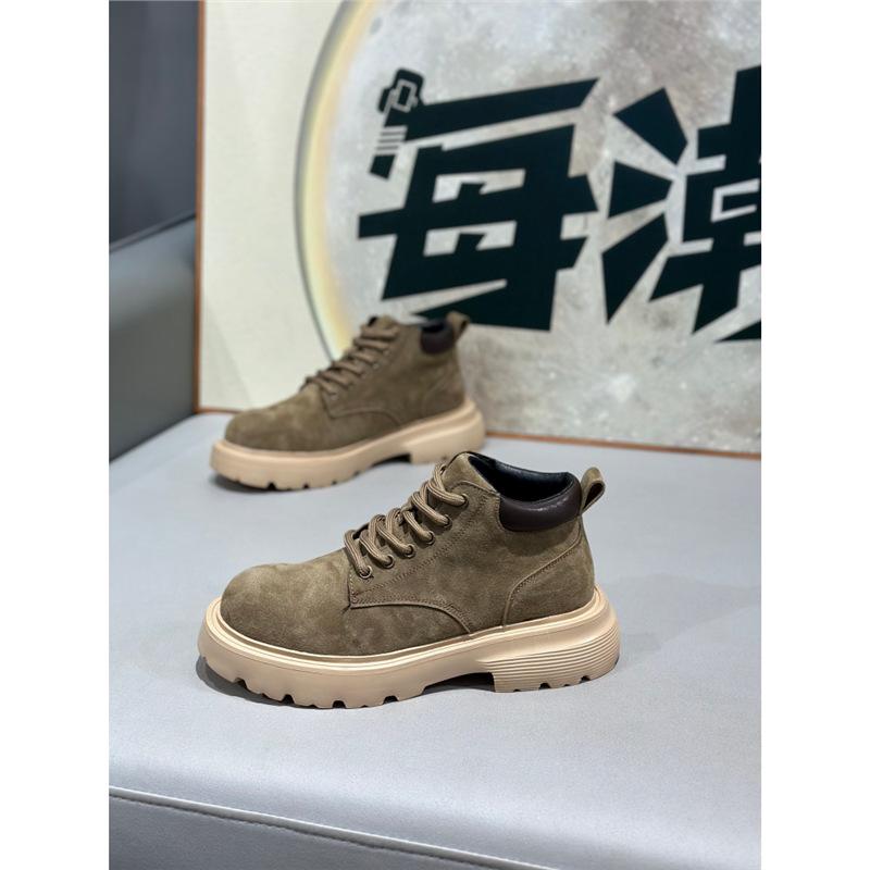 Autumn new high-top leather surface light and comfortable casual soft-soled lace-up shoes