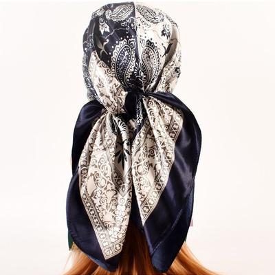 New Fashion 90X90Cm Printed Women'S Scarf Pashmina Silk Scarf Square Shawl Decorative Headband Neck Luxury Design Bandana