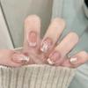 24pcs Acrylic Nail with Bows and Heart Designs Press On Nail Full Cover False Nail Manicure for Parties and Daily Wear