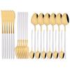 24Pcs Pink Gold Cutlery Set Knife Forks Coffee Spoon Tableware Set Mirror Flatware Stainless Steel Dinnerware Western Silverware