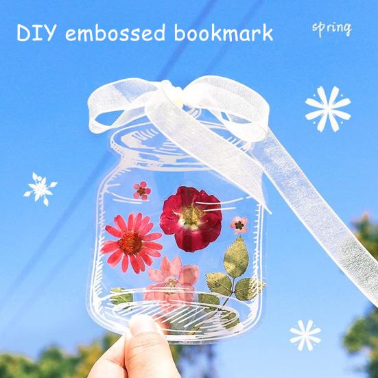 20 Pcs DIY Dried Flower Bookmarks Handmade Transparent Pressed Flower Bookmark Making Kit Clear Jars Sticker