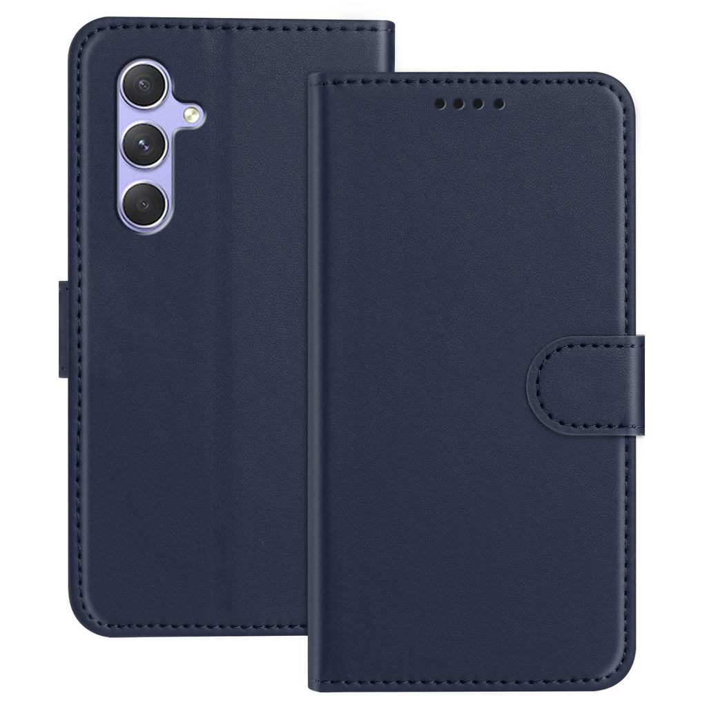 For Samsung Galaxy A54 5G Leather Case Wallet Stand Solid Color Anti Drop Phone Cover