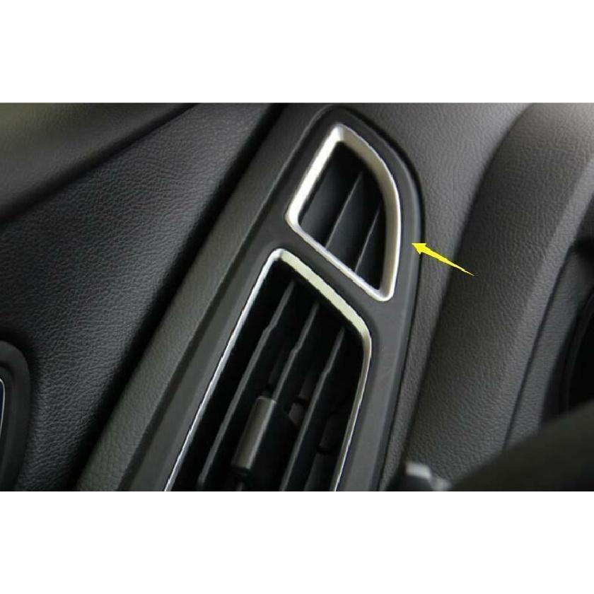 For Ford Focus 2015-2018 Silver Steel Air Conditioning Air Outlet Vent Trim 2PCS