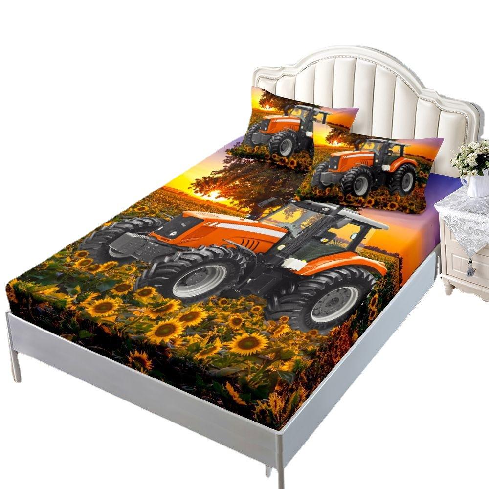 Automobil Offroad Baufahrzeug Matratze Dreiteiliges Set, Bettbezug, Kissenbezug, Staubmatratzenschutz