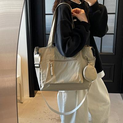 2025 neue lässige einfache Tragetasche mit großem Fassungsvermögen Stofftasche mit hoher Textur einfarbige Schulter-Unterarmtasche