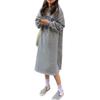 AUSKY Hooded Long Plus Maxi Perfect for and Perfect for Dates and Everyday Korean Women's Fleece-Lined Dress, Sleeves, Sizes, Length, Spring, Autumn,