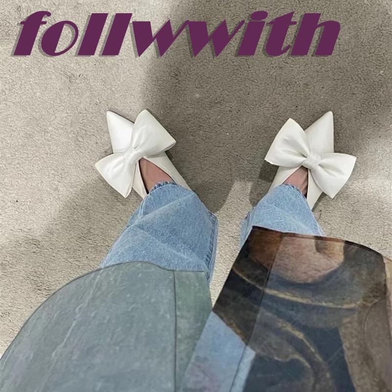 Butterfly Knot Black Solid Concise Pumps Temperament Pointed Toe Slip On Square Flatwith  Autumn 2025 New Arrival Women Shoes