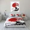 Samurai Under Red Sun Art Bedding Duvet Cover Set  (1*Duvet Cover 2*Pillowcases, Without Duvet Insert)
