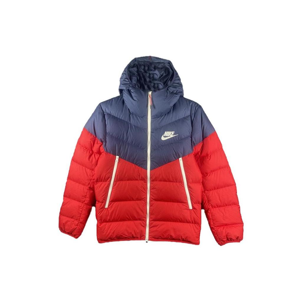 Nike Logo Zip-Up Hooded Down Jacket Men Outerwear Red DV0754-410